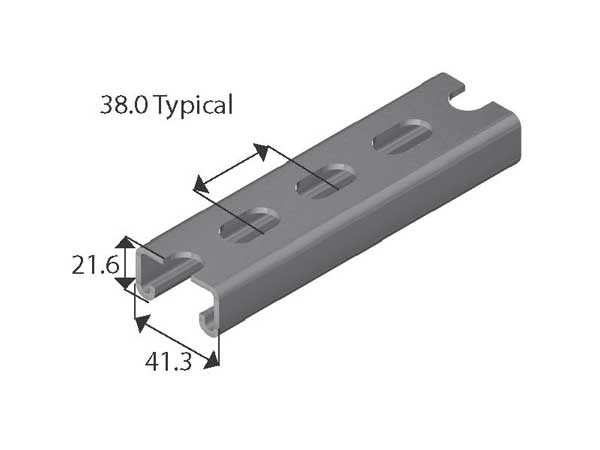 Channel MS Slotted 41mm x 21mm x 2.5mm Single Pre-Galvanised
