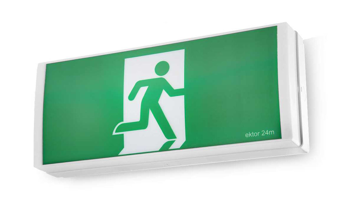 Boxit Exit Sign Wall Mnt 24m White & LiFePO4 Battery