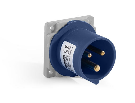 Flush Mount Inlet Blue 220-240V 16A 2P+E IP44 6H