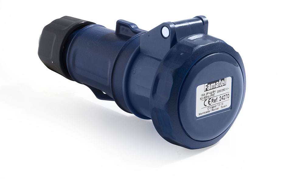 Connector Blue 220-240V 16A 2P+E IP67 6H