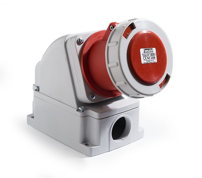 Surface Socket 90Deg Red 380-440V 63A 3P+N+E IP67 6H