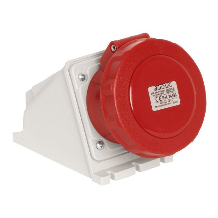 Surface Socket 90Deg Red 380-440V 32A 3P+N+E IP67 6H