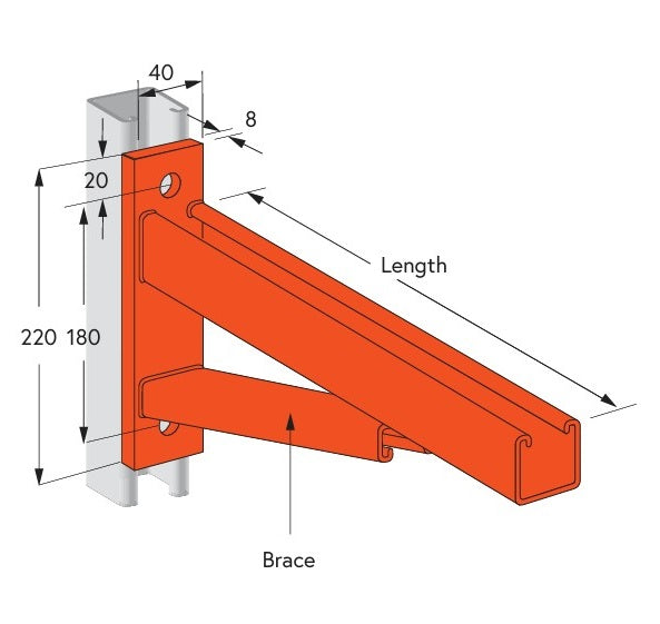 Cantilever Bracket 635mm Braced HDG