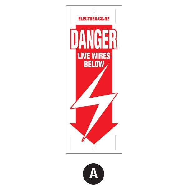 Danger Live Wire Label Stick On Arrow Down