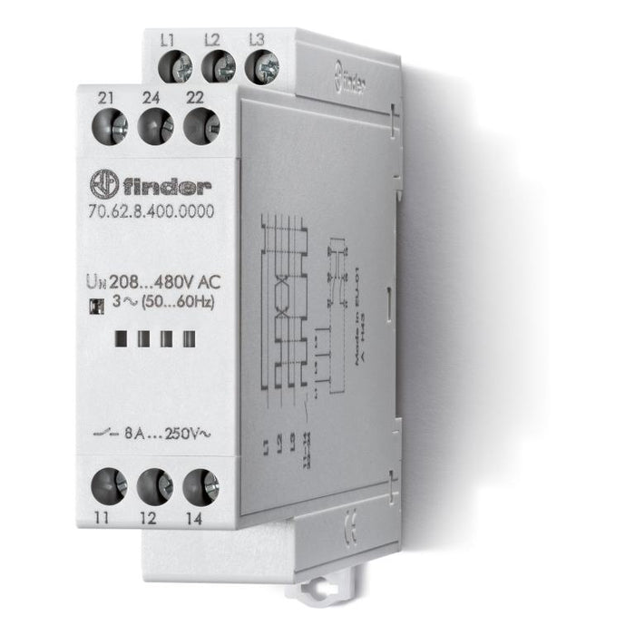 Phase Control Relay Rotate Phase Loss 208-480VAC DPDT 22.5mm