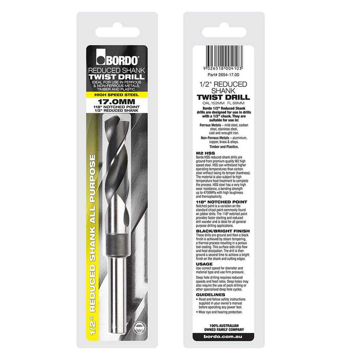 Bordo Reduced Shank Drill 1/2in 14.00mm