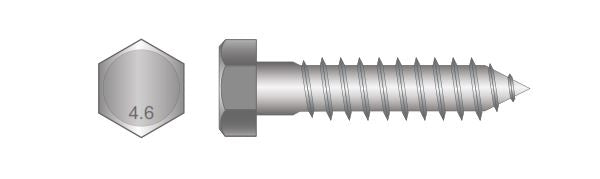 Coach Screw M12 x 65mm Galv