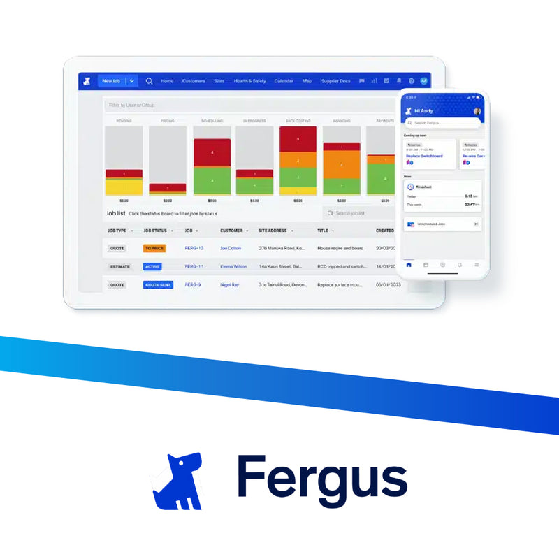 Software interface with Fergus logo on a white background