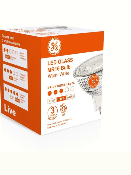 Lamp LED MR16 4.5W 3000k 36Deg 400lm GU5.3 Glass