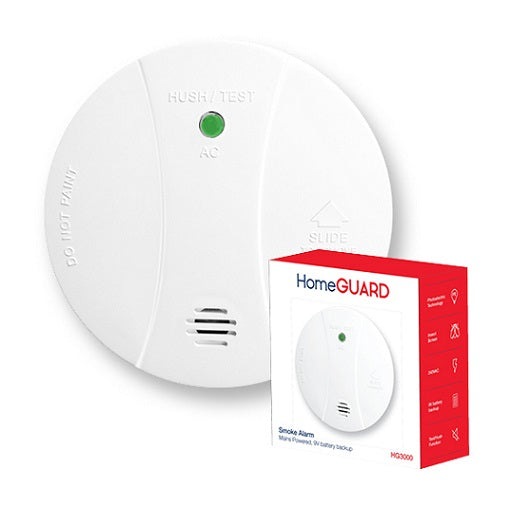 PSA Homeguard Smoke Alarm Photoelectric 240V & 9v Battery