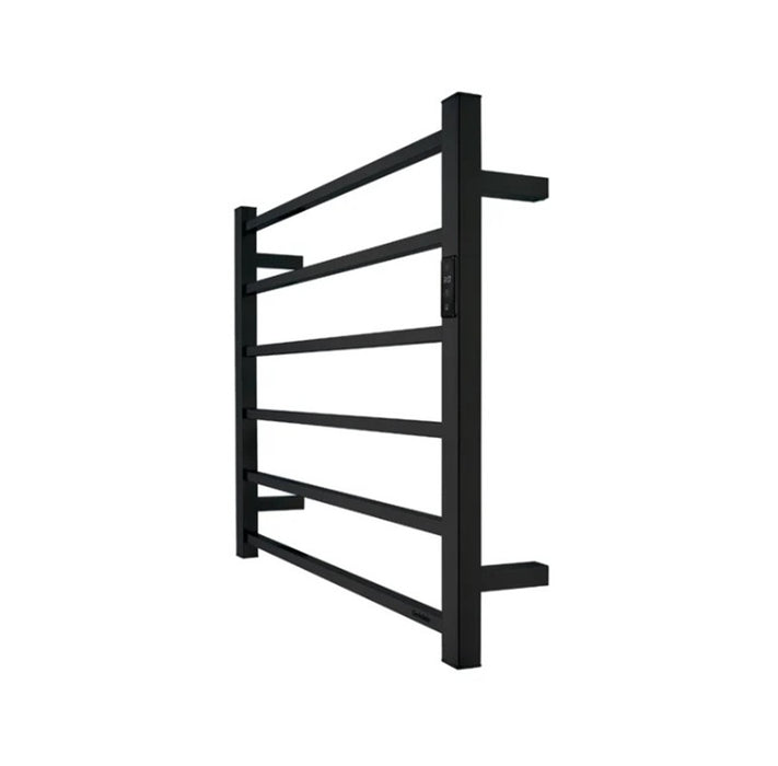 Heated Ladder Towel Rail 6Bar Timer Temp Black