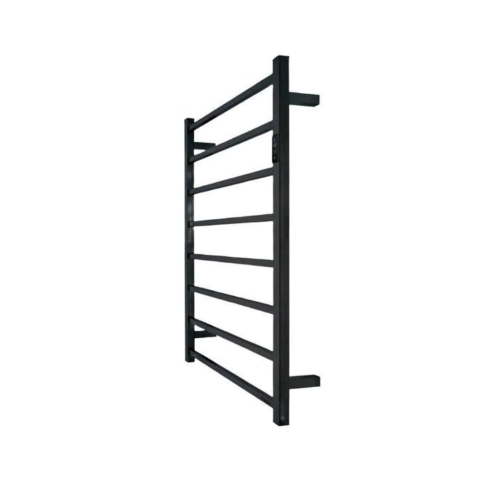 Heated Ladder Towel Rail 8Bar Timer Temp Black