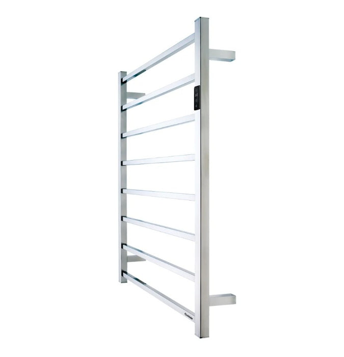 Heated Ladder Towel Rail 8Bar Timer Temp Chrome