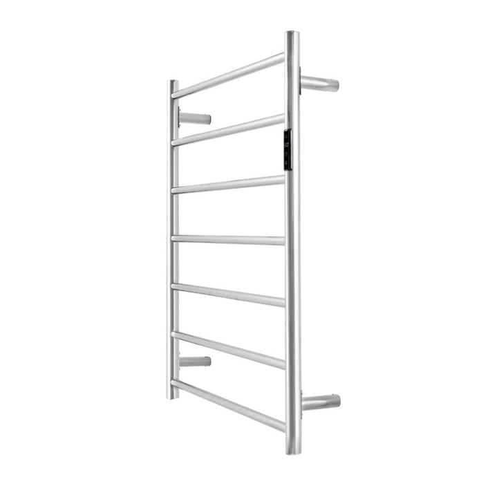 Heated Towel Rail Round 7Bar Timer Temp Chrome