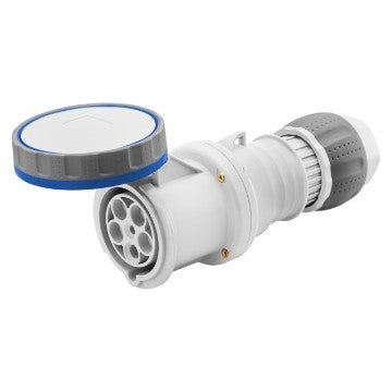 Cord Connector 230V 63A 2P+E IP66-69 Blue & Pilot