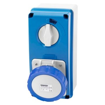 Switched Socket 230V 16A 2P+E IP55 Vert New