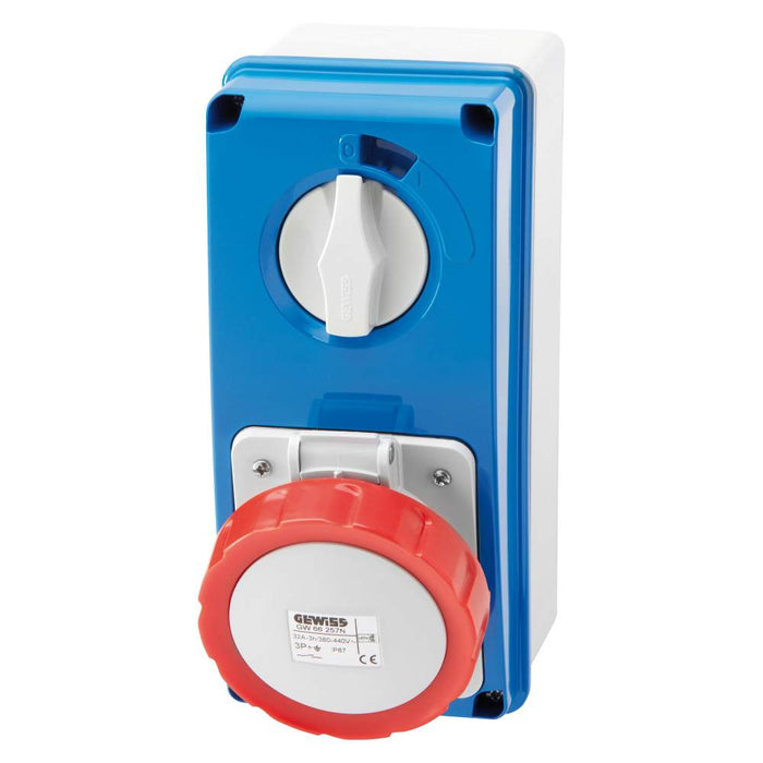 Switch Socket 415V 16A 3P+E IP55 Vert