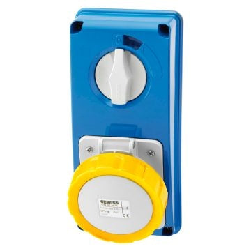 Switched Socket 110V 16A 2P+E IP67 4H Vert