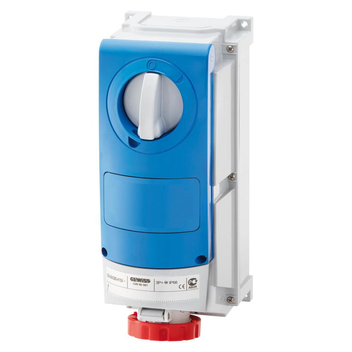 Switched Socket 415V 63A 3P+N+E H/Duty IP66