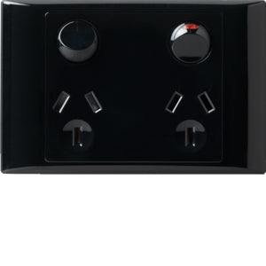 Premiere Switched Socket Dbl 10A Horiz Black