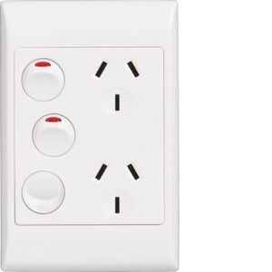 Premiere Switched Socket Dbl 10A Vert Extra Sw