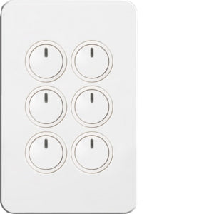 Silhouette Touch Switch 6 Gang LP Vert White with LED