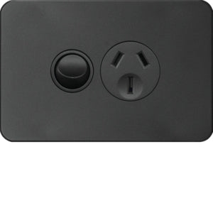 Silhouette Sw Socket Sgl 15A Horiz Shuttered Matt Black