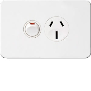Silhouette Switched Socket Sgl 15A Horiz Shuttered