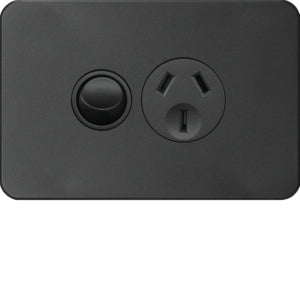 Silhouette Sw Socket Sgl 10A Horiz Shuttered Matt Black