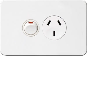Silhouette Switched Socket Sgl 10A Horiz Shuttered