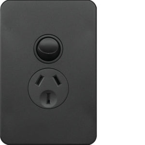 Silhouette Sw Socket Sgl 10A Vertical Shuttered Matt Black