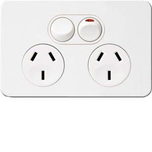 Silhouette Switched Socket Dbl 10A Horiz Shuttered