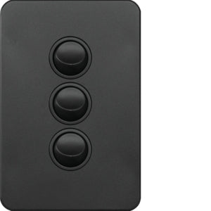 Silhouette Switch 3 Gang Vertical 16AX Matt Black