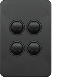Silhouette Switch 4 Gang Vertical 16AX Matt Black