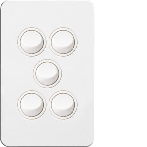 Silhouette Switch 5 Gang Vertical 16AX White