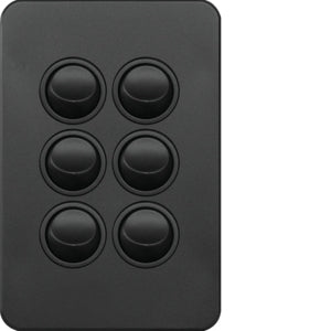 Silhouette Switch 6 Gang Vertical 16AX Matt Black