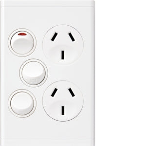 Visage Sw Socket Dbl 10A Vert with Xtra Sw