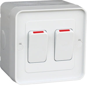 Weatherproof Switch Dbl 16A IP66 Grey