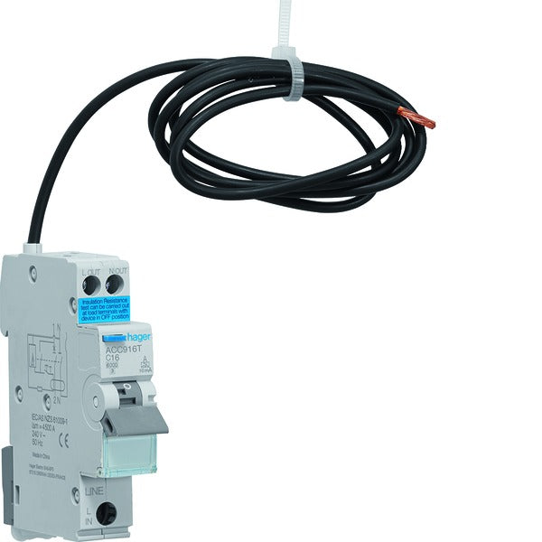 RCBO 1P+N 16A 6kA C-Curve 10mA Type A 1Mod