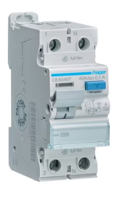 RCCB 1P+N 100mA Type A 40A