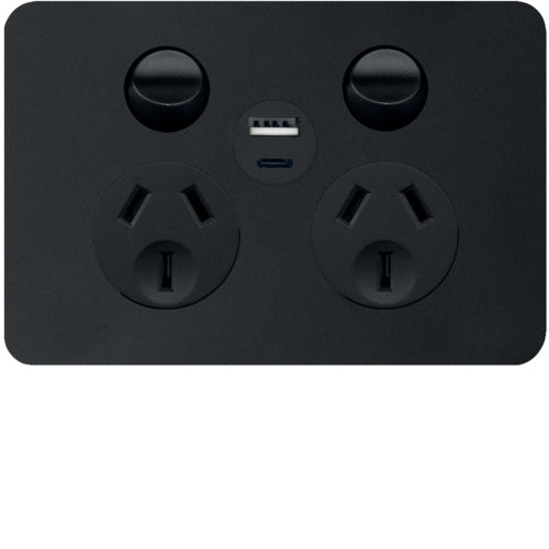 Allure Switched Socket Dbl 10A A&C USB Matt Black