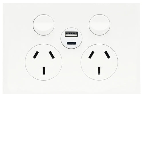 Finesse Switched Socket Dbl 10A A&C USB Matt White