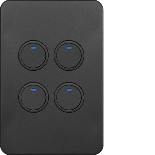 Silhouette Tactile Switch Knx 4 Gang LED Matt Black