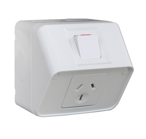 Weatherproof Switched Socket Sgl 15A IP53 Grey