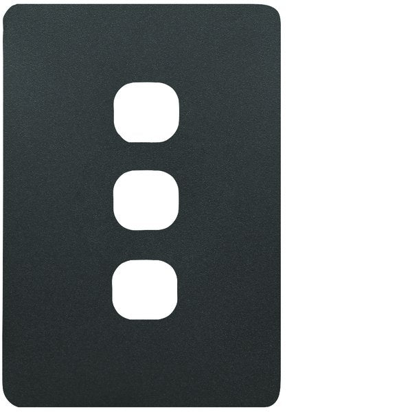 Allure Cover Plate Hybrid 3Gang Matt Black