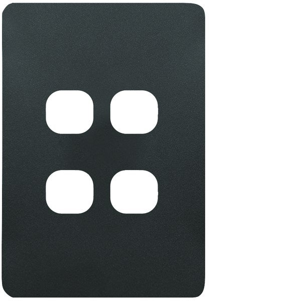Allure Cover Plate Hybrid 4Gang Matt Black