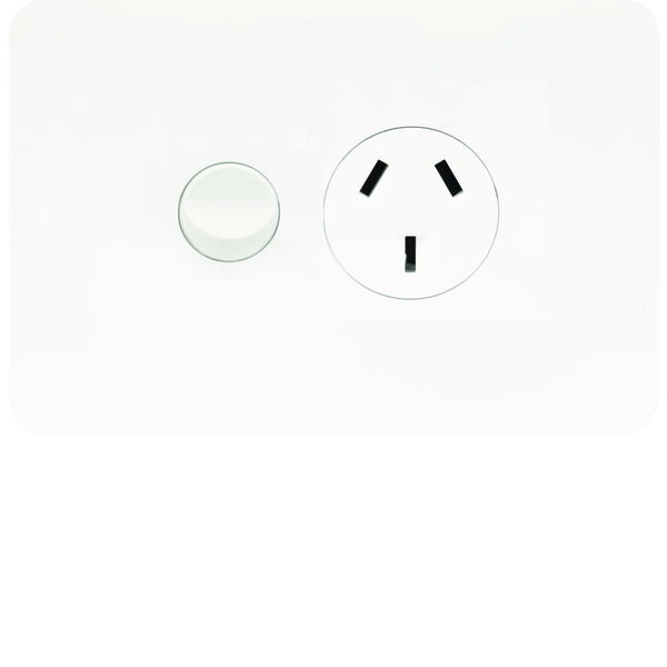 Allure Switched Socket Sgl 10A Horiz Gloss White