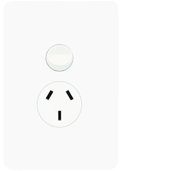 Allure Switched Socket Sgl 10A Vert Matt White