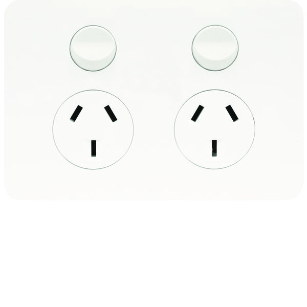 Allure Switched Socket Dbl 10A Horiz Matt White