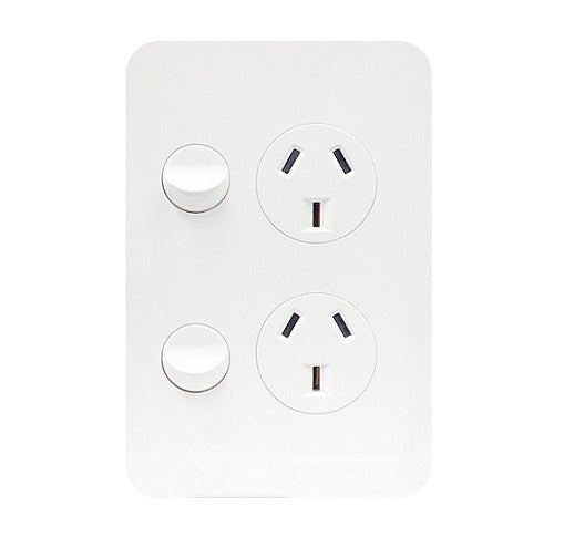 Allure Switched Socket Double 10A Vertical Gloss White